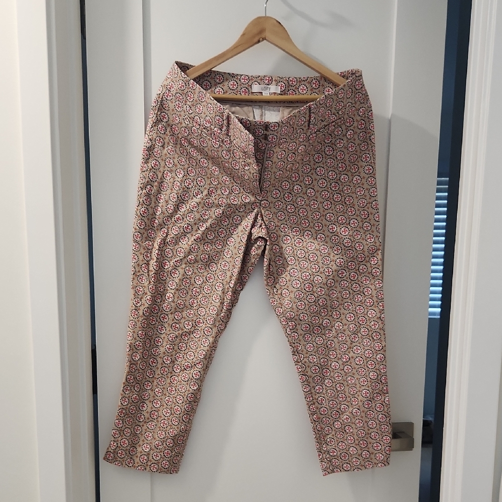 LOFT Beige Floral Print Pants